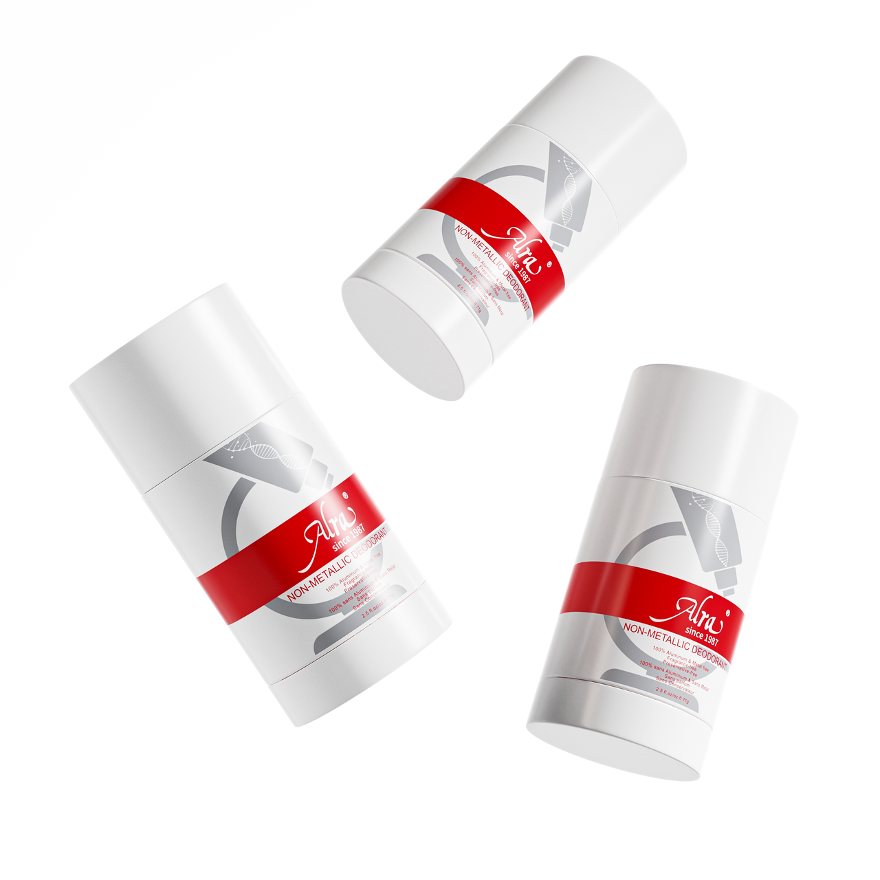 Alra 3 Pack Non-Metallic Deodorant, fragrance-free and aluminum-free formula.