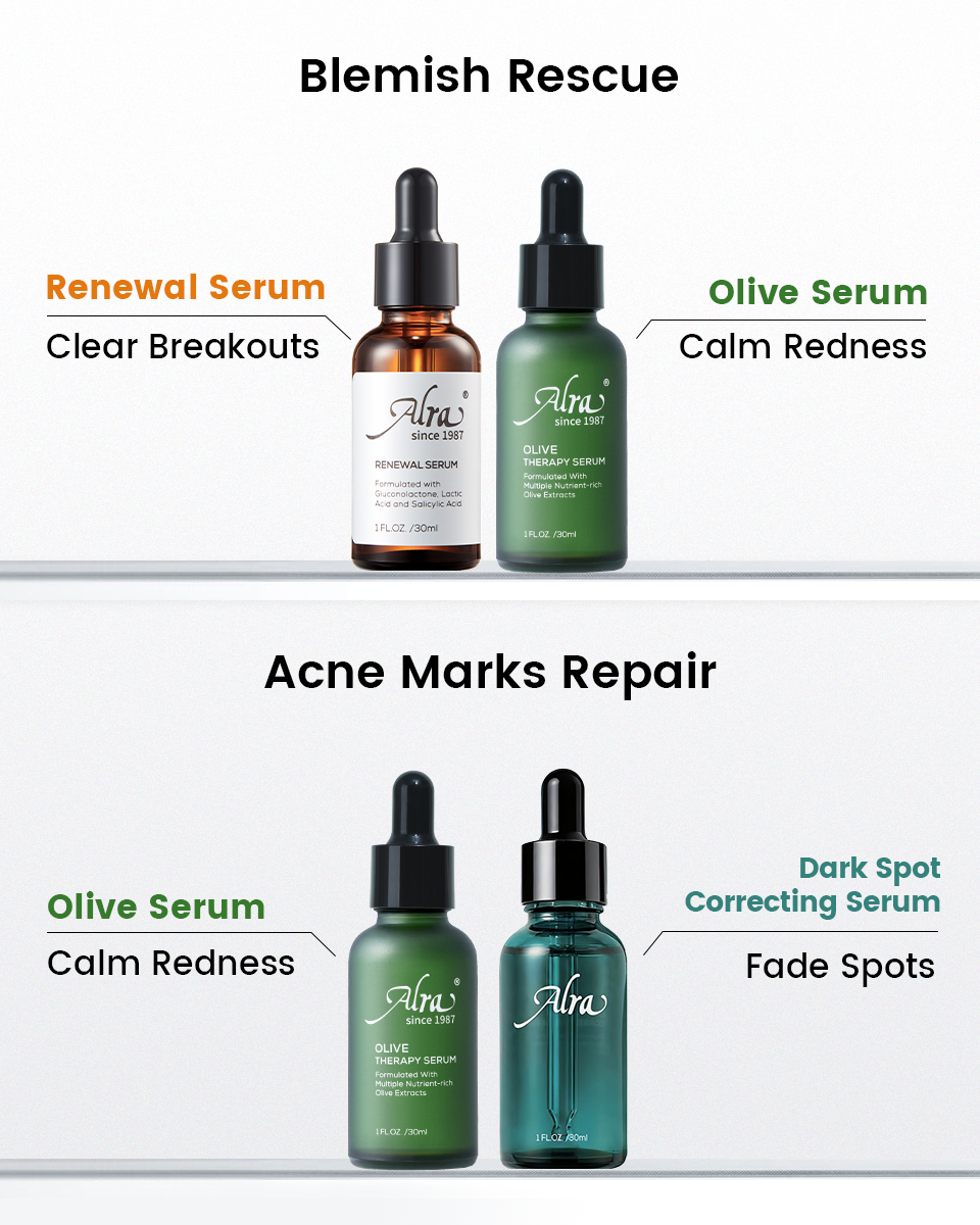 Alra Blemish Rescue and Acne Marks Repair serum set for clearer, brighter-looking skin