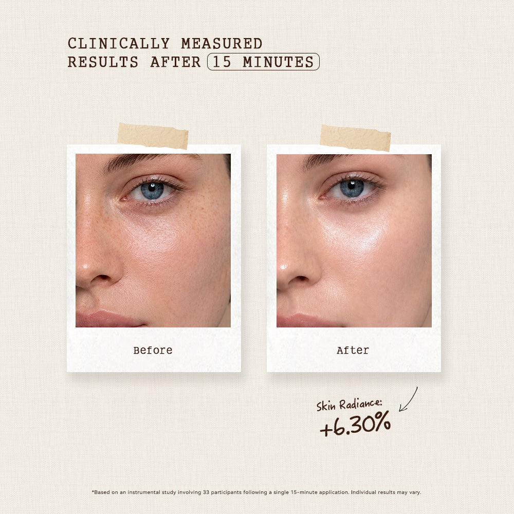 Clinically measured results for ALRA Olive Pro Mask after 15 minutes: skin radiance increased by 6.30%. Based on an instrumental study involving 33 participants after a single 15-minute application. Individual results may vary.