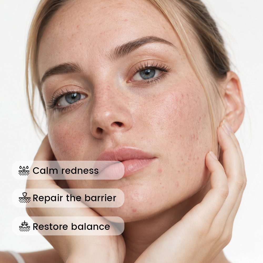 Alra Olive Therapy Serum helps calm redness, repair the skin barrier, and restore balance.