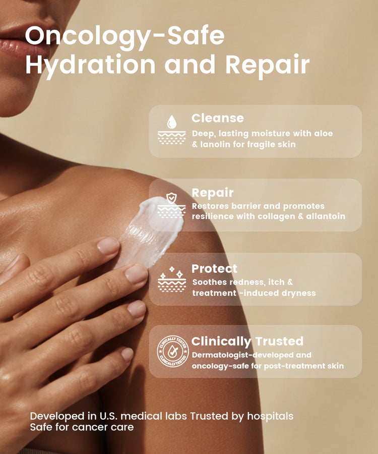 Alra lotion oncology safe hydration and repair developed in US medical labs trusted by hospitals safe for cancer care